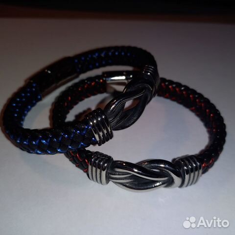 Мужской кожаный браслет узел