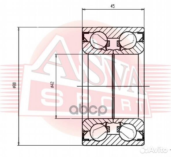 Подшипник ступичный передний (42x80x45x45) DAC4