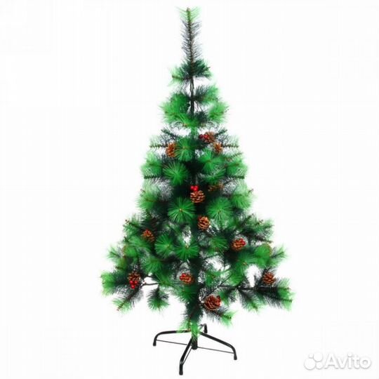Ель искусственная 120 см, декор шишки ягоды