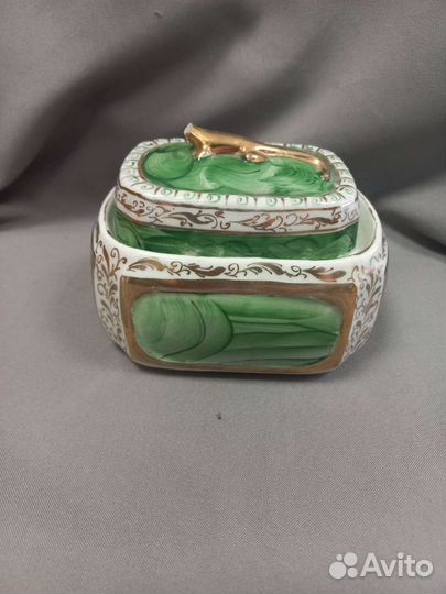 Шкатулка Фарфор Малахитовая Шкатулка СССР Сысерть