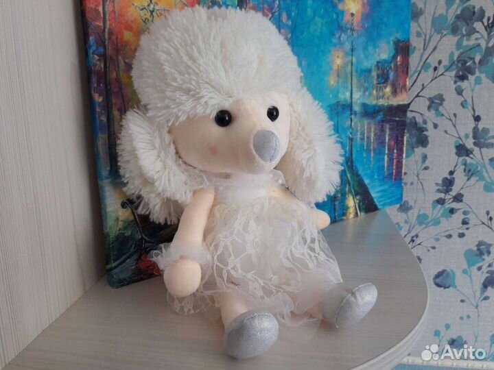 Собачка белая - мягкая игрушка, подарок