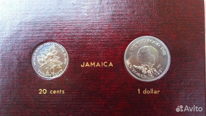 Юбилейные монеты Ямайки фао в холдере