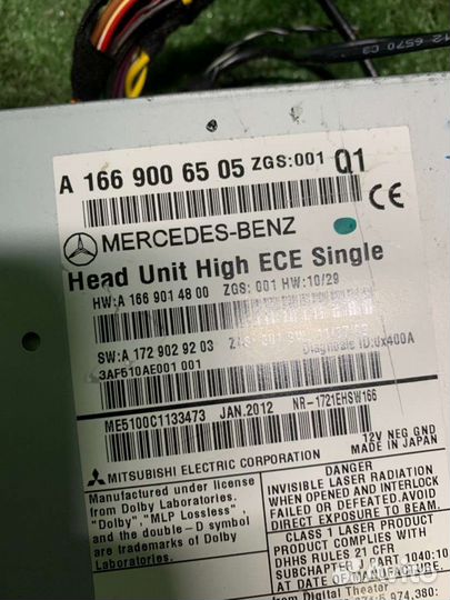 Магнитола (аудио система), Mercedes ML/GLE w166 2013