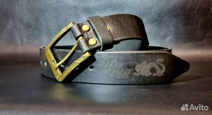 Мужской кожаный ремень ручной работы
