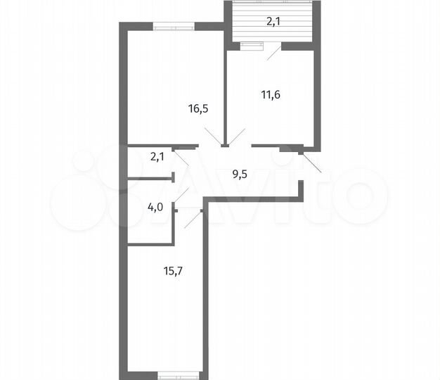 2-к. квартира, 61,5 м², 2/5 эт.