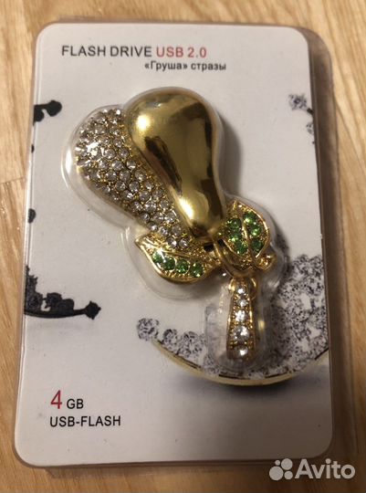 Флешка usb 2.0 4gb «Груша» стразы