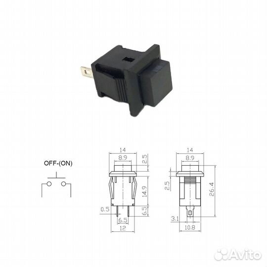 1 шт Кнопочный переключатель PBS-15B 250 В 1 А / с