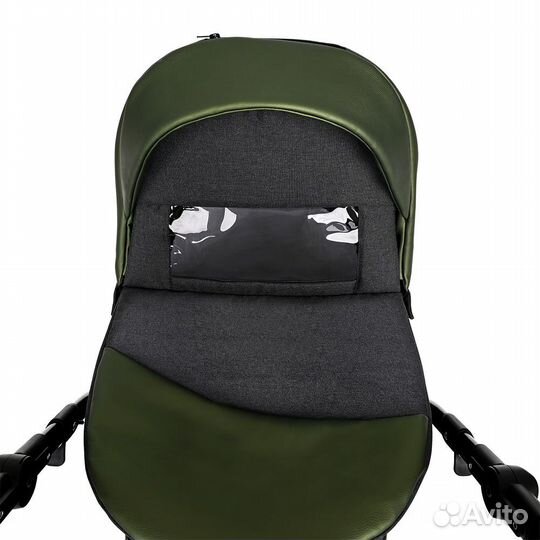 Коляска 2 в1 Nino Antracyt+Кожа Metalic Olive
