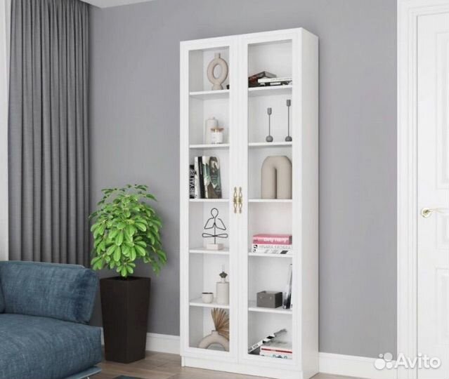 Книжный шкаф белый новый карлос 006