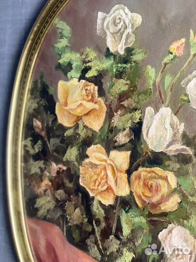 Картина овальная. Холст, масло. Италия. Винтаж