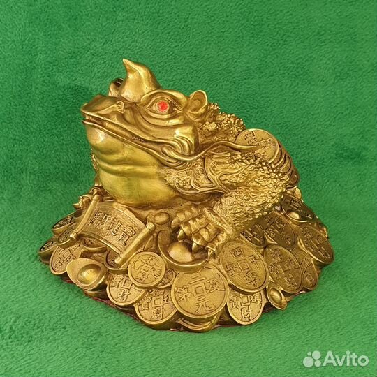 Бронзовая статуэтка фен-шуй Денежная жаба с рогом