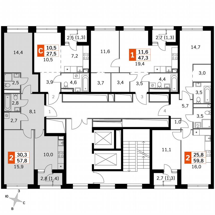2-к. квартира, 58 м², 26/26 эт.