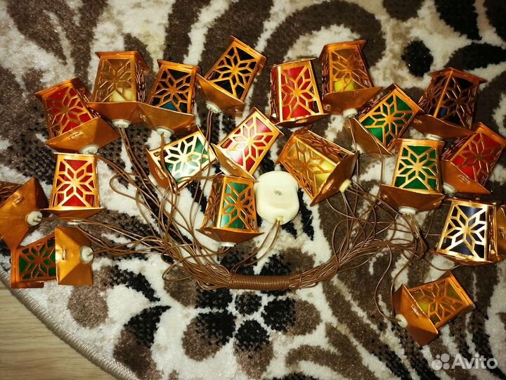 Елочная гирлянда электрогирляндаЗолотой фонарик