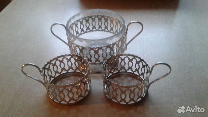 Набор подстаканников с сахарницей