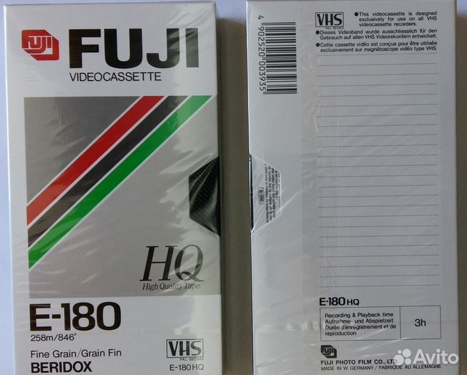 Видеокассеты запечатанные fuji HQ E-180 германия