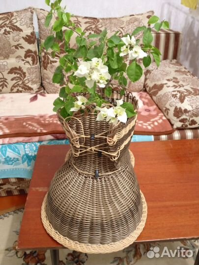 Горшок кашпо для цветов из ротанга