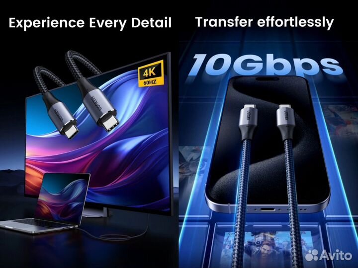 Ugreen cкоростной 10Gbps кабель (новый) 240w