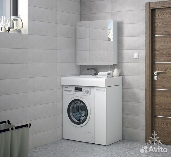 Раковина над стиральной машиной с комодом