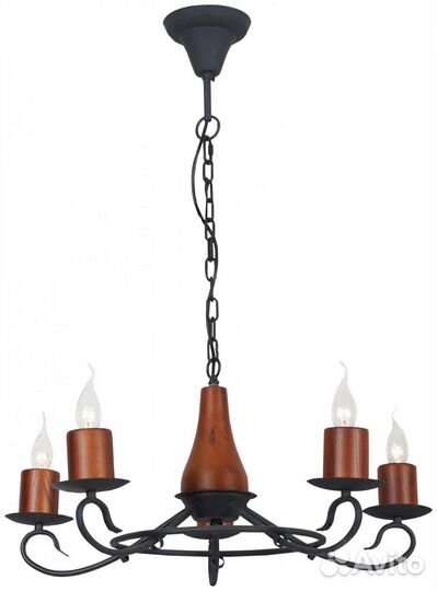 Люстра подвесная металл и дерево классика