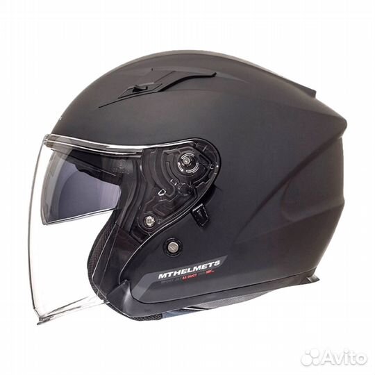 Мотошлем MT OF881SV avenue solid 3/4 черный матов