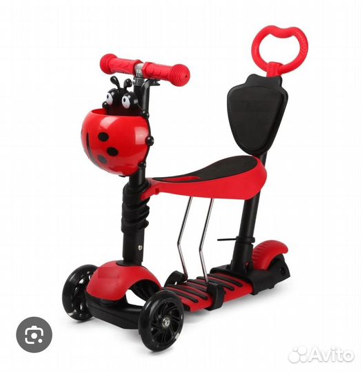 Самокат 3-в-1 с сиденьем и родительской ручкой