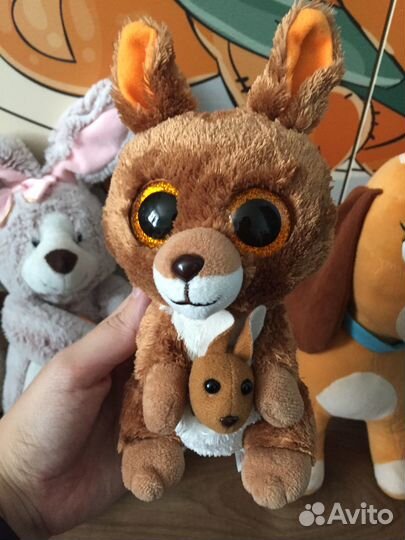 Мягкие игрушки, зайчик,Собака,лев кенгуру