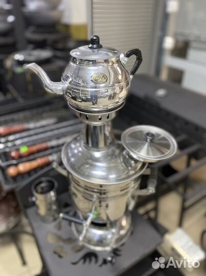 Самовар на дровах с чайником