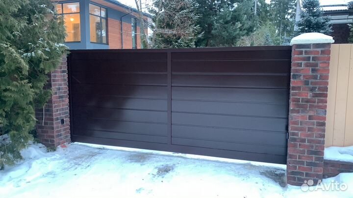 Откатные ворота под ключ устан-ка 1-2 д