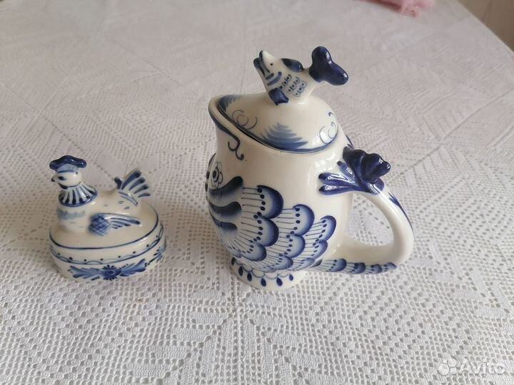 Посуда Гжель времен СССР авторская работа Винтаж