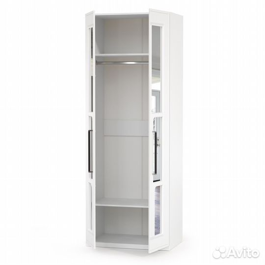 Шкаф для одежды с зеркалом Валенсия 13.329, цвет белый шагрень, шхгхв 84х54,2х225,3 см