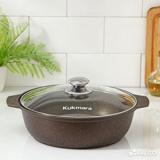 Жаровня, 3 л, стеклянная крышка, антипригарное пок