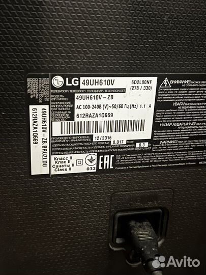 Телевизор lg 49UH610V