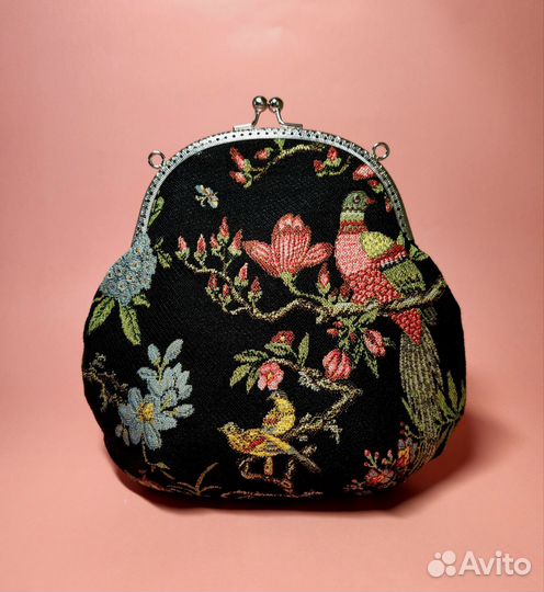 Сумка клатч ручной работы с фермуаром театральный