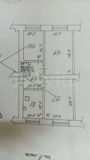 3-к. квартира, 57,2 м², 3/3 эт.