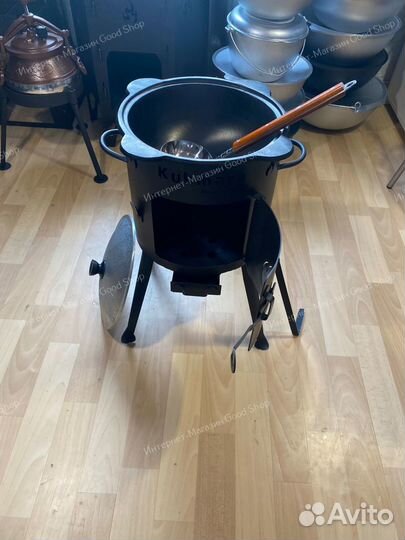 Казан чугунный с печкой