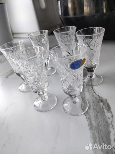Рюмки лафитники хрустальные