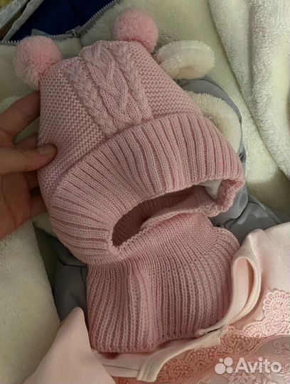 Шапка шлем для девочки зима
