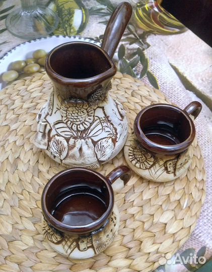 Набор:турка для кофе+2 чашки+салфетка икеа Soare