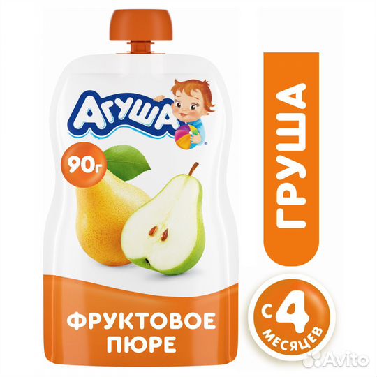 Пюре фруктовое Груша 90г Агуша