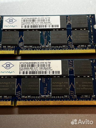 Оперативная память ddr2 Nanya для ноутбука 2gb