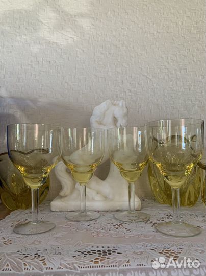 Бокалы, фужеры желтое стекло СССР