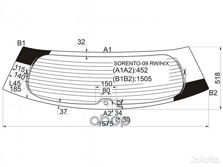 Стекло заднее с обогревом KIA sorento 09-13 SOR