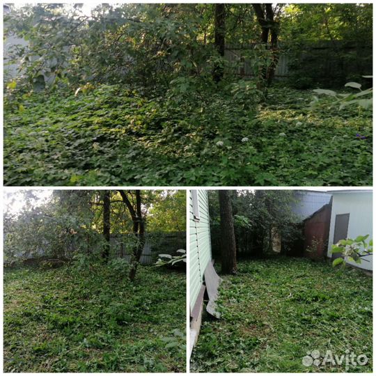 Покос травы триммером