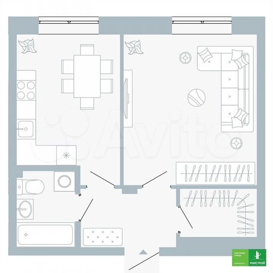 1-к. квартира, 40,8 м², 1/5 эт.