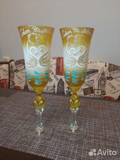 Свадебные бокалы ручной работы