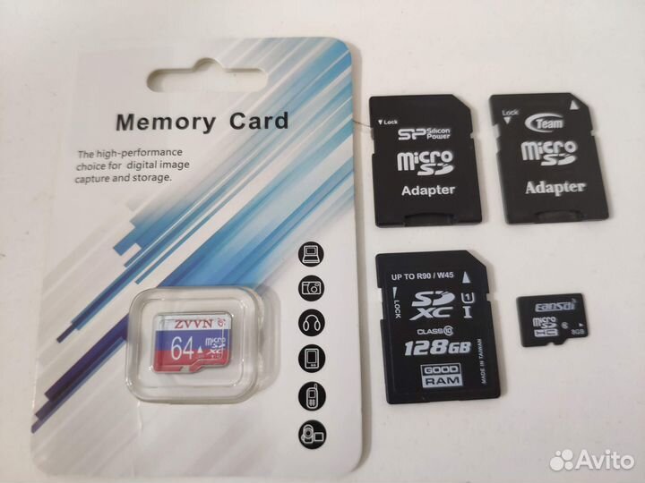 Карта памяти MicroSD 8, 64, Sdxc128 gb, MiniSD 1gb