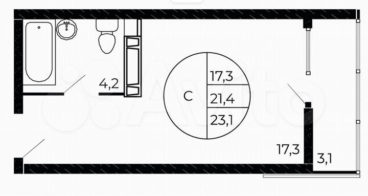 Квартира-студия, 23,1 м², 16/16 эт.