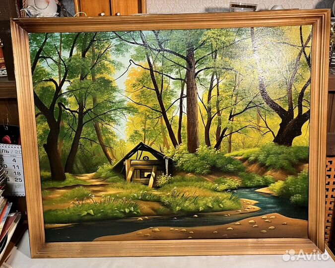 Картина дом в лесу, масло холст