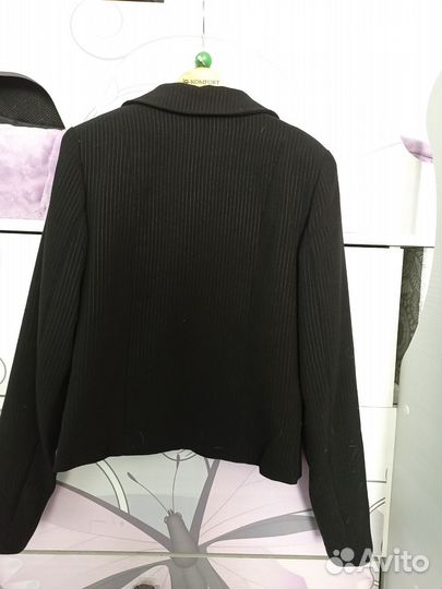 Пиджак-жакет для девочки укороч 36, черный полоску