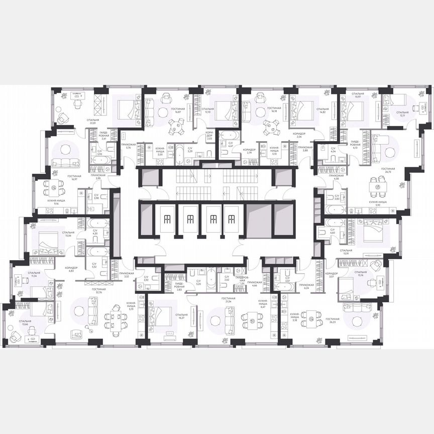 1-к. квартира, 64 м², 30/41 эт.
